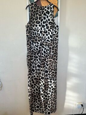 Banana Republic Leopard Print Sleeveless Jumpsuit in Black, Cream and Tan